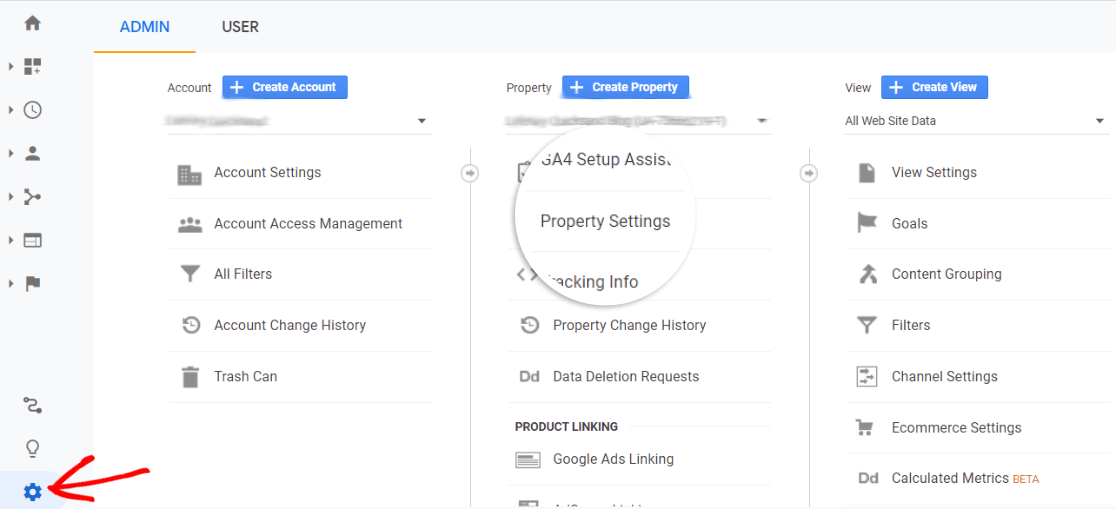 Paramètres de propriété dans Google Analytics