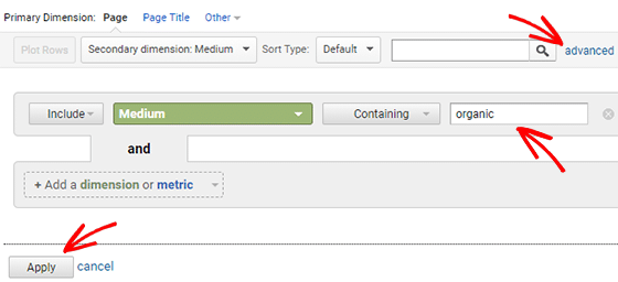 sort report by organic traffic (Lajittele raportti orgaanisen liikenteen mukaan) 