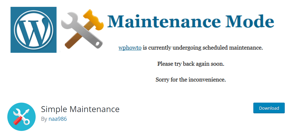 Maintenance plugin. Simple Maintenance Page. Maintenance Page.