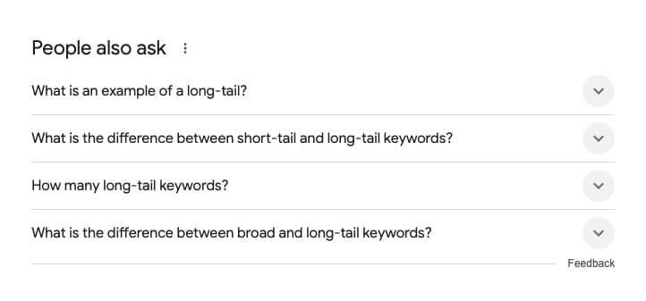 People Also Ask box for long-tail keywords