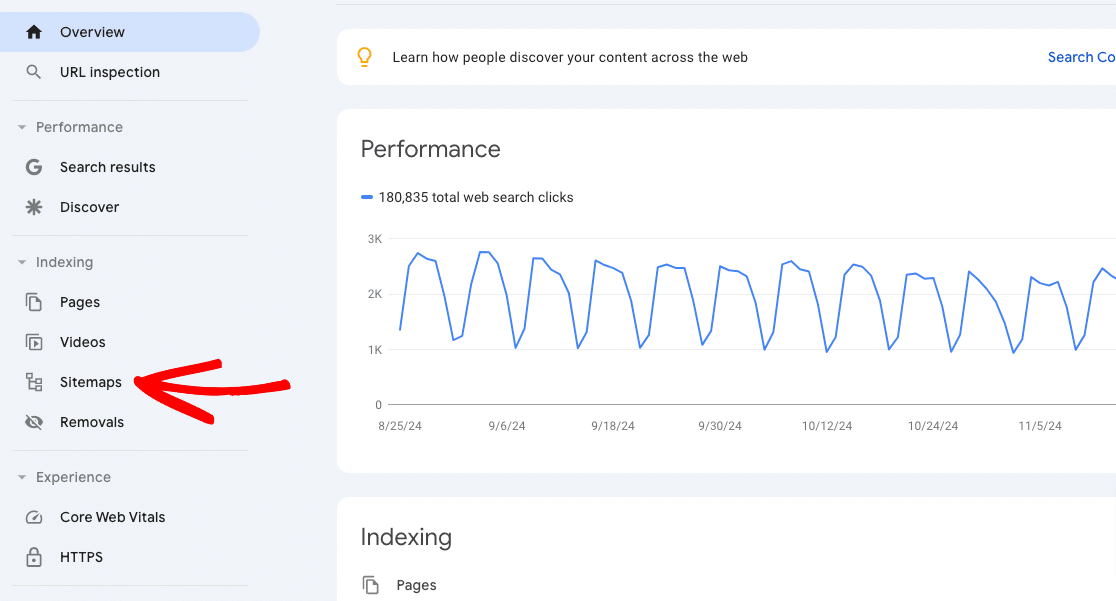 Search Console sitemap tab