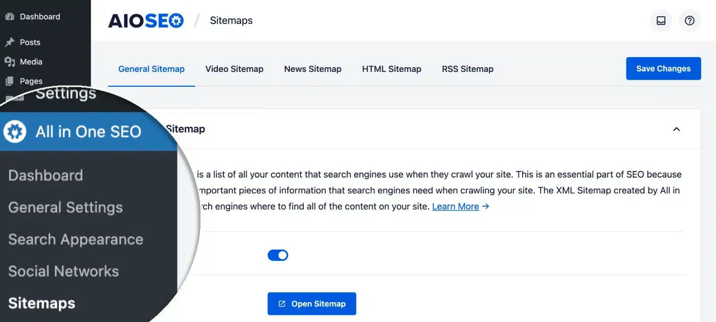 Sitemap in AIOSEO