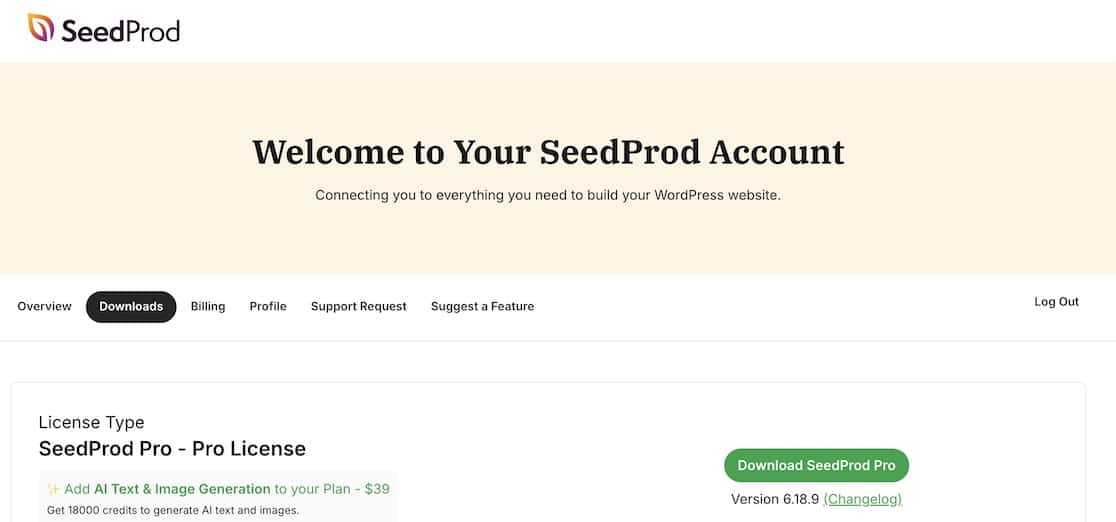 SeedProd account download