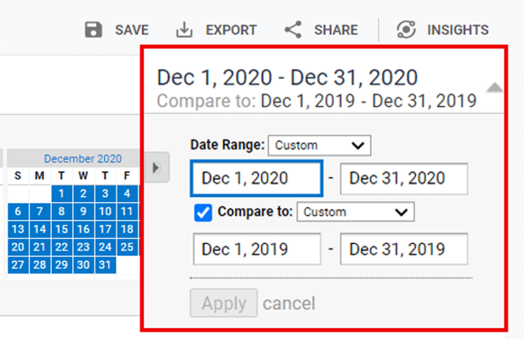 compare date in ga