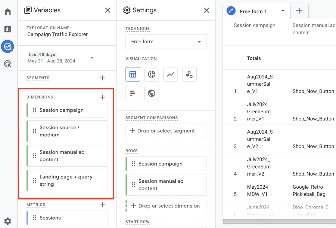 Custom campaigns report - add dimensions