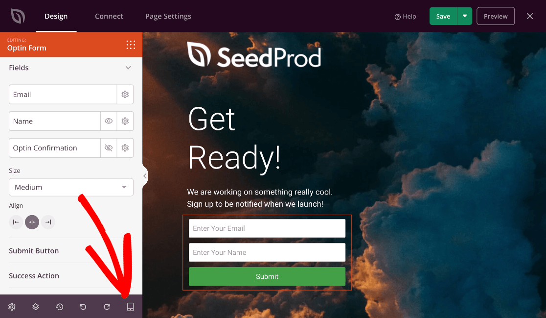 Passer à l'aperçu mobile - SeedProd