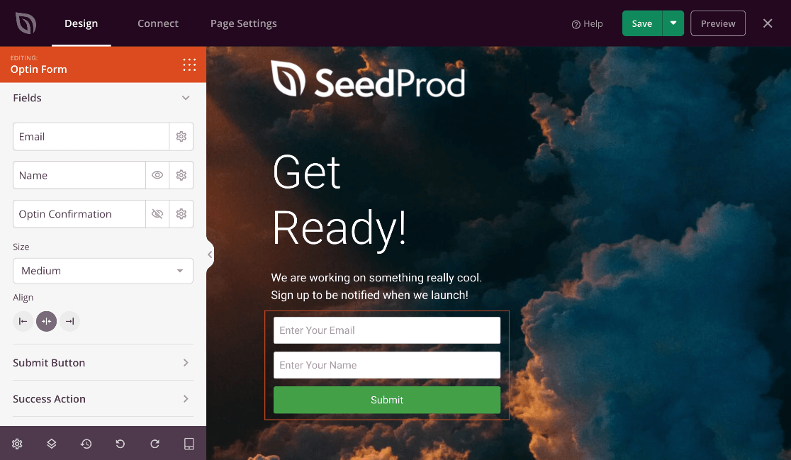 Options de modification optionnelles de SeedProd