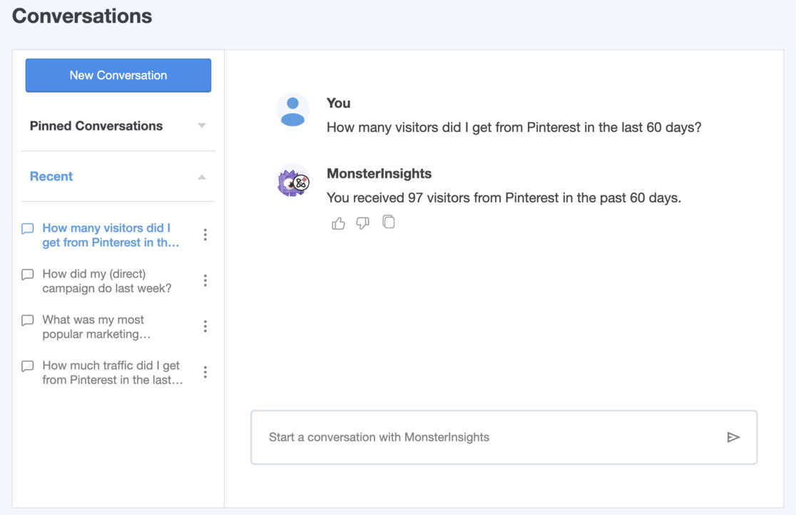 Conversations AI - social media stats example