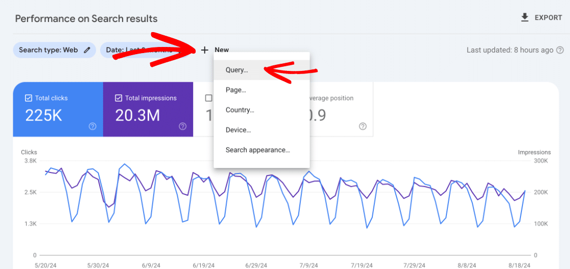 Filter by Google Search Console query