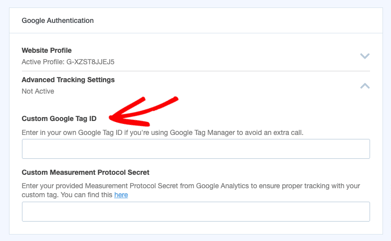 Custom Google Tag ID