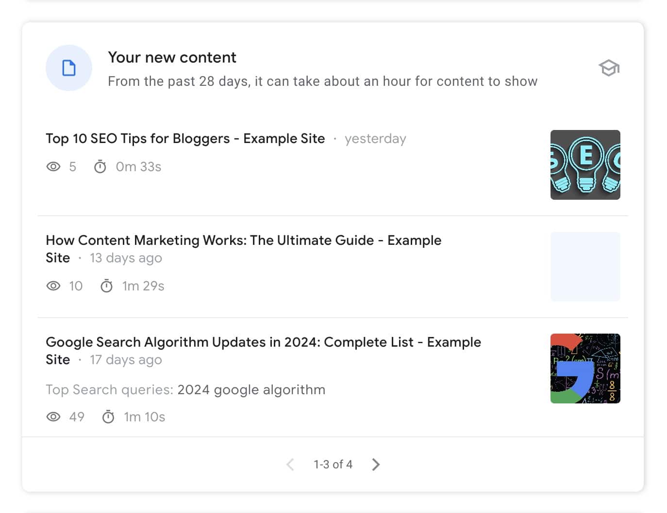 New Content Card - Search Console Insights