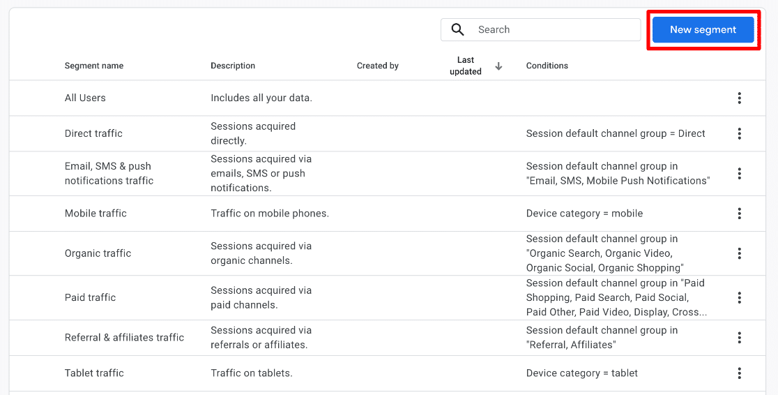 Create a new segment in GA4